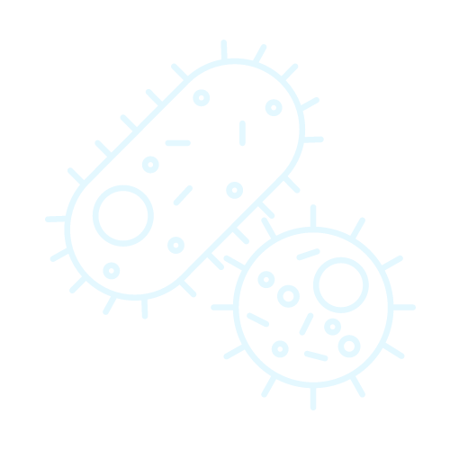 Two bacteria icons on a black background, suitable for bathroom cleaning templates.