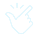 A line icon of a finger pointing at a standard cleaning template on a black background.